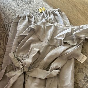 Elodie gray jumpsuit, cinched bottom, brand new